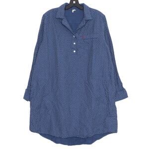 Levis Womens Shirtdress Long Sleeve Pockets Polka Dot Blue Plus Size XXL FY